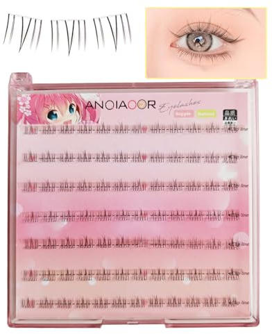Untere Wimpern Selbstklebende 5-6MM 84PCS DIY einzelne Wimpernbüschel kein Kleber kurze untere Wimpernverlängerung Kit vorgeklebte Unterwimper falsche Augenwimpern klares Band
