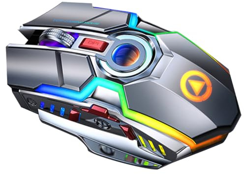 SHINEOFI Souris de Jeu sans Fil Rechargeable RGB 2,4 Ghz Abs, 7 Touches | Portée 15m, Batterie Intégrée, Port Usb, Prise en Main Ergonomique, pour Amis Amateurs de Jeux sur Ordinateur