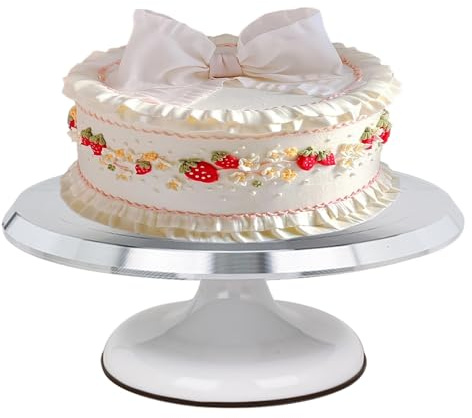 Teglia girevole in acciaio inox, diametro 31 cm, ideale per tagliare e cuocere torte, piastra rotante per torte, piastra di base rotante decorativa