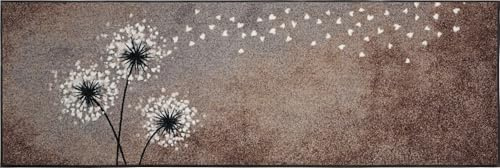 Erwin Müller Fußmatte Pusteblume taupe Größe 40x100 - äußerst robust, strapazierfähig und langlebig, in der Maschine waschen und trocknen, rutschfeste Rückseite