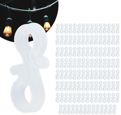 Mgoodoo 120Pcs Gutter Hooks for Lights,Plastic S Gutter Clips for Christmas | Reusable Clips Hanger for Xmas Party, Outdoor Festival & Seasonal Fairy Lights, String/Rope Lights Decorations,White
