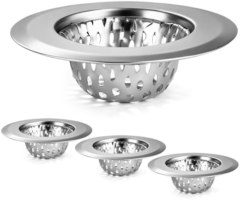 4 Pcs Bathroom Sink Strainer, Stainless Steel Bathtub Lavatory Sink Drain Strainer Utility Slop Durable Hair Catcher Bathtubs Hair Catcher Shower Drain Strainer for Daily Bathtub Use