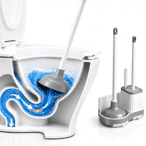 VERDYN MART - Three-in-One Toilet Brush Set, wall mounted toilet brush set, White and Grey PP and TPR Bathroom Cleaning Kit with Holder, Compact Design for Toilet Bowl,