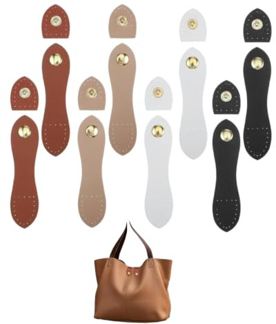 QEDBOJE Cierres para Bolsos de Piel 8 Piezas, Botones a Presión para DIY, Crochet y Artesanía. 4 Colores Surtidos (Blanco, Caqui, Marrón Claro, Negro) para Reparación y Diseño de Bolsas.