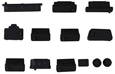 Futheda 13 pz/1 set universale per computer portatile e notebook, in silicone, anti-polvere, con tappo di protezione, compatibile con accessori USB per computer, colore: nero
