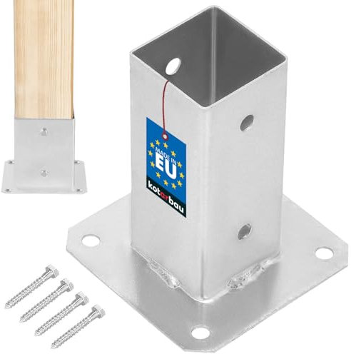 KOTARBAU® Support Poteau a Visser 60 x 60 mm Carré Manchon de Sol Support de Poteau Ancre de Poteau en Acier Galvanisé à Chaud Argent Support Poteau Bois Fixation Poteau Bois