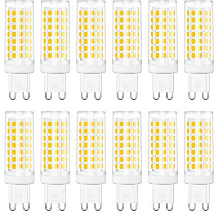 SumVibe G9 LED Bulb, 6W G9 LED Bulb Dimmable, G9 Halogen Bulb 60 Watt Equivalent, Daylight White 6000K G9 Bulb 550 Lumen,12-Pack