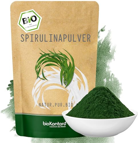 bioKontor – BIO Spirulina Pulver 1000g – 100% natubelassen und rein | fein gemahlenes Algenpulver Bio vegan – aus kontrolliert biologischem Anbau – deutsche Handabfüllung – ohne Zusatzstoffe