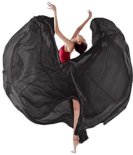 Black 8-14 Years Girls 720 Sheer Chiffon 30 Long Ballet Skirt Maxi Skirt for Ballerinas Dance Wear