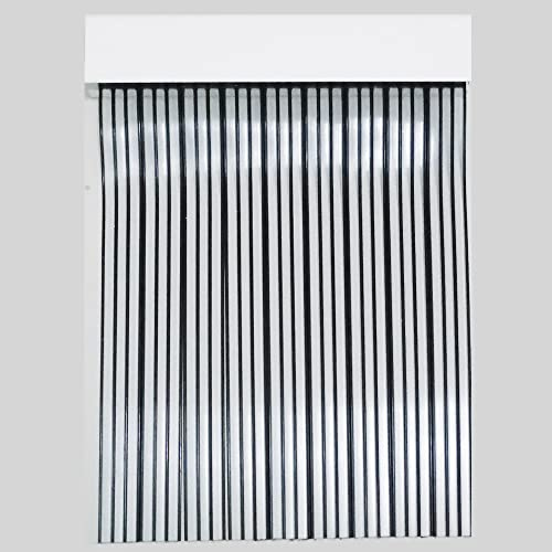Genérico Tenda anti-mosca, zanzari... | per porte | strisce di nastro PVC (90 x 210 cm, nero-trasparente)