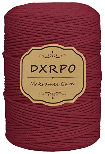 DXRPO Corda Macramè 3 mm x 300 m, Filo Naturale per Appendiabiti, Decorazioni Floreali, Home Decor Camera da Letto e Nuziali (Rosso Scuro)