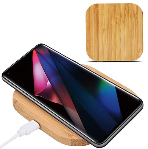 QI Wireless Ladestation aus Bambus 15W kompatibel mit Apple iPhone 17 17e 16 16e 15 14 Plus Pro Max Air Kabelloser Charger Induktives Ladegerät aus Echtholz