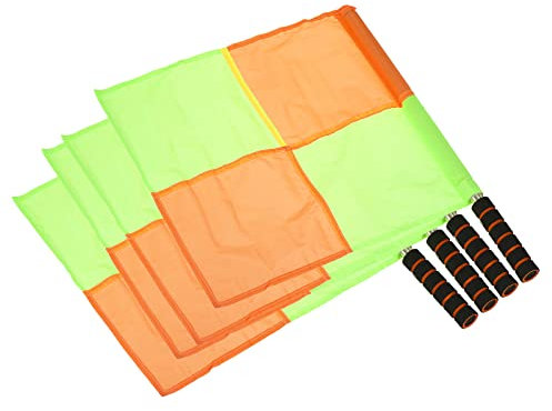 PATIKIL Schiedsrichter Fahne 4Pack Schiedsrichter Flagge Linienrichter Fahne mit Edelstahl Pol Schwamm Handgriff für Fußball Sport Leichtathletik mit Bordüre