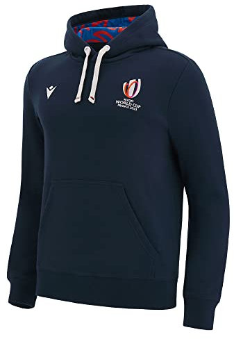 Macron Kapuzen-Sweatshirt für Erwachsene, Rugby World Cup 2023, offiziell, blau, XX-Large