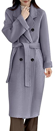Vinterjacka dam, vinterkappa, lång ullkappa, varm övergångsjacka, enfärgad, slim fit, blazerjacka med , elegant vindjacka, trendig överrock, L