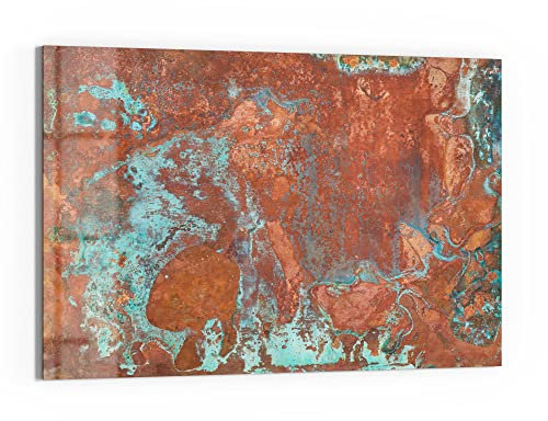 DEQORI Glas-Magnettafel | 60x40 cm groß | Motiv Rostige Kupferplatte | Memo-Board aus Glas | Magnetboard inkl. Magnete, Stift & Tuch für Küche & Büro | Tafel magnetisch & beschreibbar