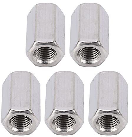 Packung Mit 5 M10 x 30mm Verbindungsmuttern, Edelstahl Distanzhülsen Gewindemuffen Distanzmuttern Langmutter Sechskantmuffen mit Innengewinde für Haushalts Bürogeräte Montageschrauben