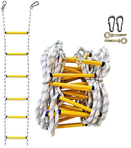 AiQima Rope Ladder,Emergency Ladders Escape Ladder 3M 5M 8M Safety Ladder Soft Emergency Fire Escape Rope Ladder,Emergency Ladders with Hooks for Kids Adults Window and Balcony/3M