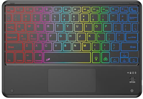 KBCASE Bluetooth Keyboard with Touchpad Ultra-Slim Wireless Keyboards with 7 Color Backlitlight for iPad,iPad Pro,iPad Air,Tablet Samsung Galaxy, Xiaomi, Huawei, Lenovo,Windows,Android, QWERTY