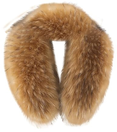 Surakey Cuello con Capucha de Pelo Sintético de Zorra, Cuello de Invierno de Pelo Sintético con Botón y Orificio para Llave, Elegante Bufanda Caliente, Cuello Chal Desmontable para Parka, Chaqueta