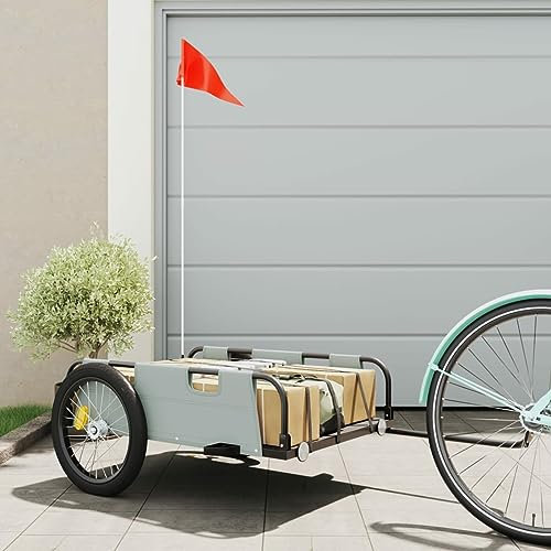 ShGaxin Fahrradanhänger Grau Oxford-Gewebe und Eisen, Fahrrad Anhänger, Lastenanhänger, Handwagen, Fahrrad-lastenanhänger, Lastenfahrrad 94175