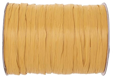 GLOREX 6 9400 601 - Raffia Edelbast, 100 m matter Bast auf Rolle, gelb - zum Basteln, zur Dekoration oder für Gestecke, Sträuße und andere floristische Arbeiten