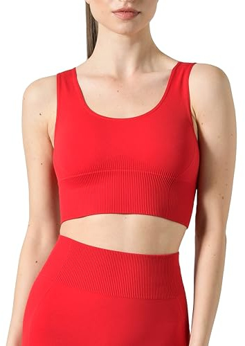 Risalti Top Palestra Donna con Fascia a Costine - Reggiseno Sportivo Donna in Microfibra, Top Yoga e Fitness Morbido e Traspirante, Reggiseno Senza Cuciture e Ferretto - Made in Italy