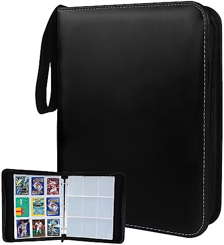 Trading Cards Binder, JiHiGe 9 Pocket card collection folder, Double Sided Card Protector Sleeves Total 900 Cards, Collectible Card Albums Card Folder for Sports Cards, Game Cards