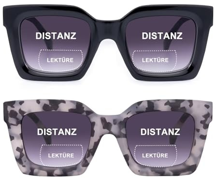 SKYWAY 2er-Pack Bifokale Lesesonnenbrillen für Damen Herren, Klassische Retro Bifokale Sonnenbrille mit Federscharnieren, UV400 Schutz