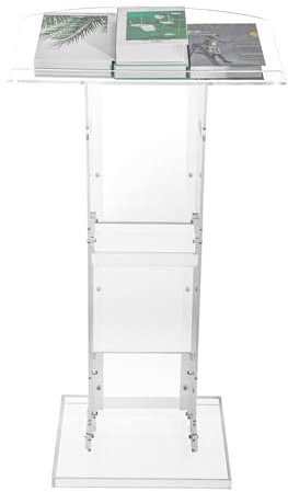 GMBAYUE Podium Ständer aus Acryl, Professionelles Präsentationspodium, Kirchenkanzel mit Ablagefach für Kirche, Reden, Klassenzimmer, Hochzeit, Konzert.