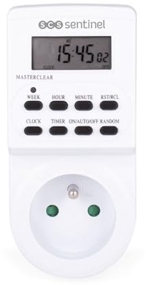 SCS Sentinel - HCN0081 - Prise Électrique Programmable Intérieure 230V - Programmes Hebdomadaires - Charge Maximum 16A ou 3600W
