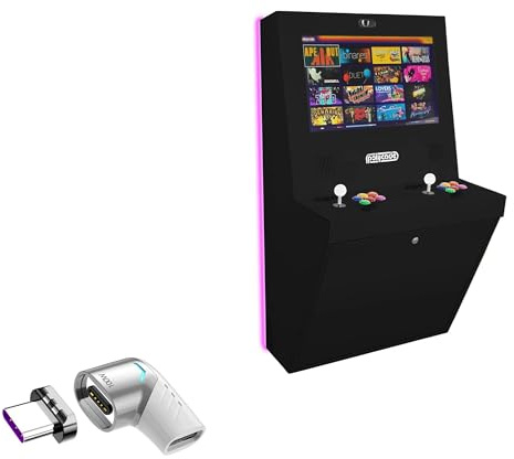 BoxWave Adapter Compatible with Polycade Sente: Black - MagnetoSnap PD Angle Adapter, Magnetic Charging Connector Device Saver - Metallic Silver