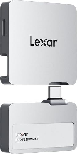 Lexar Go Professional Portable Solid State Drive with Hub, Supports Apple 4K 60fps ProRes, Up to 1050MB/s, USB 3.2 Gen 2, Rugged, IP65, Ultracompact, Compatible with iPhone 15/16, SSD