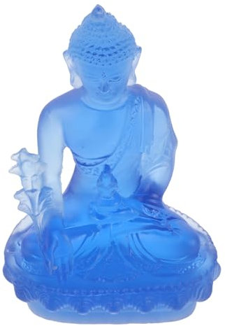 OUNONA Buddha Statue Aus Kunstharz Miniatur Sitzfigur Für Auto Und Zuhause Dekorative Buddhistische Indoor Dekoration Mit Blauer Oberfläche