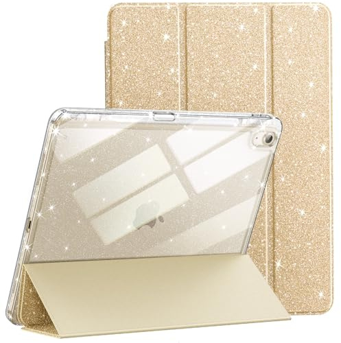 JETech Coque Pailleté pour iPad Air 11 M4/M3/M2 & Air 10,9 5/4, Or | Pour iPad Air 11 (2026-2024) & 10,9 (2022/2020), Design Glitter, Porte-Pencil, Étui Dos Transparent Fin, Adapté aux Enfants