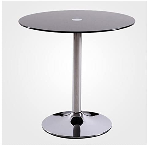 Tavolo rotondo con piedistallo con piano in vetro, moderno tavolo circolare da cucina per 2-4 posti con base cromata