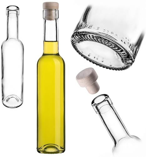 KADAX bouteilles en verre 250ml avec bouchon en liège – petites bouteilles vides à remplir pour liqueur, schnaps et cadeaux, idéales pour faire maison