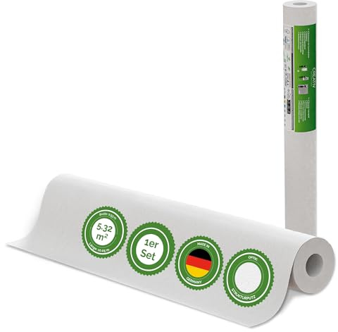 Veluxis Vliestapete Creative Strukturputz – 10,05 m × 0,53 m | renoviervlies, überstreichbar, atmungsaktiv, Wandtapete Made in Germany I Veluxis ®