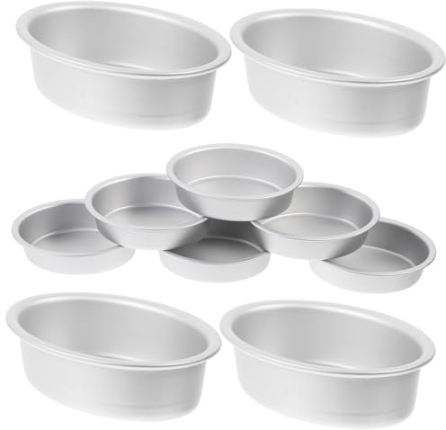 Homoyoyo Set 10 Pezzi in Lega di Alluminio di Stampi per Torta Ovali | Antiaderente, Facile da Pulire e Resistente al Calore, per Pasticceria Professionale e Fai da Te