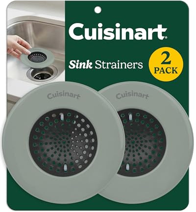 Cuisinart Sink Strainers- 2 Pack Kitchen Sink Drain Strainer & Food Catcher with Enamel-Coated Stainless Steel Rim and Silicone Base, Fits Standard 3.5 Drains, Outer Diameter 4.35, Scratch-Safe