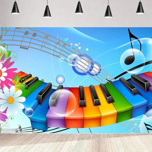Fotografie Flügel Bunt Tastatur Musiknoten Kunst Instrument Banner Haus Wand Party Dekor Hintergrund Poster