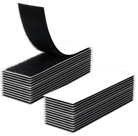 24 Pairs Rug Gripper Double Sided Hook and Loop Tape, Self Adhesive Reusable Strips, Carpet Stickers Sticky Tape 3 x 10cm, Non Slip Rug Grippers for All Rugs & Floors Walls Doors, Stop Rugs Moving