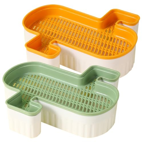 IWOWHERO Caja de Plantación Hidropónica para Hierba de Gatos Doméstica, 2 Piezas (Naranja y Verde), sin Tierra Bandeja de Agua para Cultivo Fácil y Germinación en Interiores