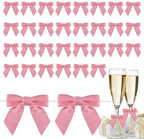 30 Stück 3,15 Zoll große Samtschleifen mit Klebepunkten, selbstklebende Dekoschleifen für Handarbeit/DIY, Neujahr, Valentinstag, Geschenkverpackungen, Hochzeitsdekoration(Pink)