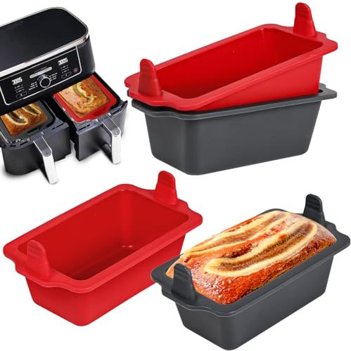 webake Brödform liten för varmluftsfritös silikonform 4 stycken luftfryer silikon lådform airfryer bakform kakform rektangulär för bröd, lådor, kakor
