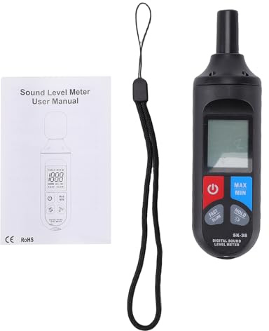 TIKATARER Misuratore di Decibel, Fonometro, Monitor del Rumore con Gamma DB e Schermo LCD con Blocco Dati Minimo, Ideale per Uso Domestico, Industriale e Ambientale, SK-38 (SK-38)