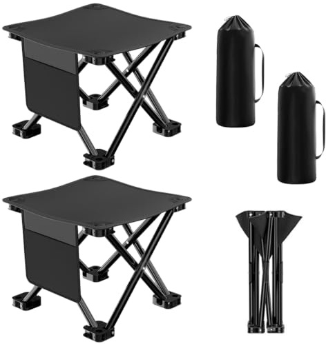 BENBENGO Tragbarer Klapphocker,2 Stück Camping Hocker 33 cm,Gartenhocker,Leicht Sitz Falthocker,Campinghocker,Klappstuhl,Gartenhocker Klappbar,Mini-Klapphocker,für Reisen,Wandern,Garten,Balkon
