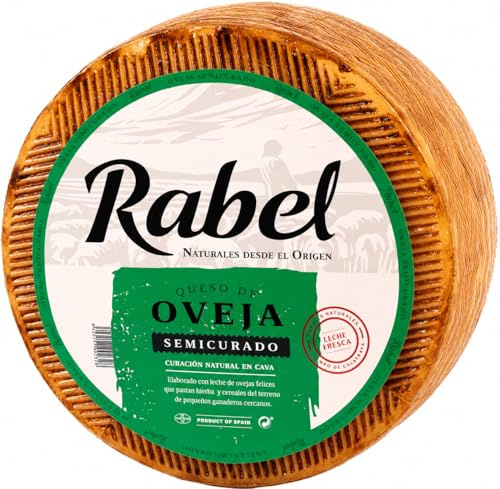 Queso de Oveja Semicurado Rabel Curación Natural en Cava Pieza Entera 3 kg | Sabor equilibrado y tonos dulces, elaborado con leche fresca del Campo de Calatrava. Ideal tabla gourmet, tapas y regalo