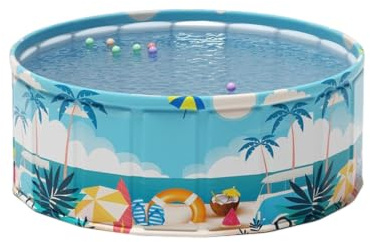 CJFBDFC Barnpool vikbar icke uppblåsbar barnpool, stor rund förtjockad familj 90 120 160 cm sommarvattenspel husdjur utomhus trädgård Air-90x45 cm
