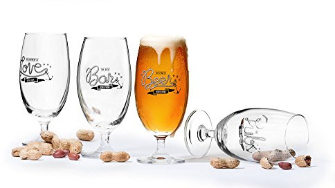 Sagaform Beer Glasses | Large Lager Ale | Cider Bar Drinking, Half Pint Glass Pub Glasses | 4 Pack Set | Clear